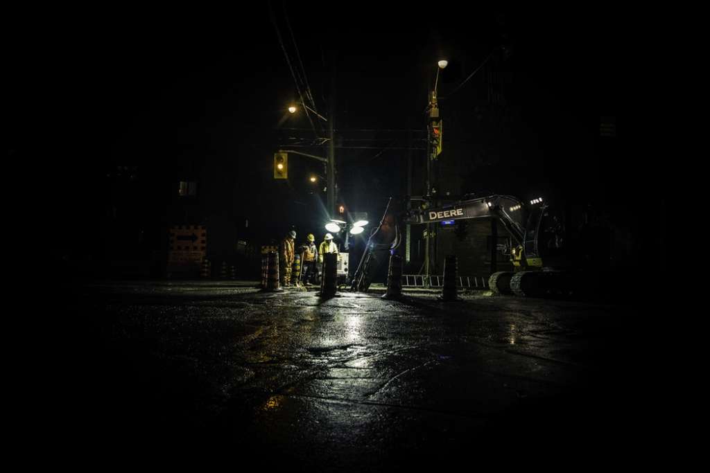 Street construction at night - Guardian Booth