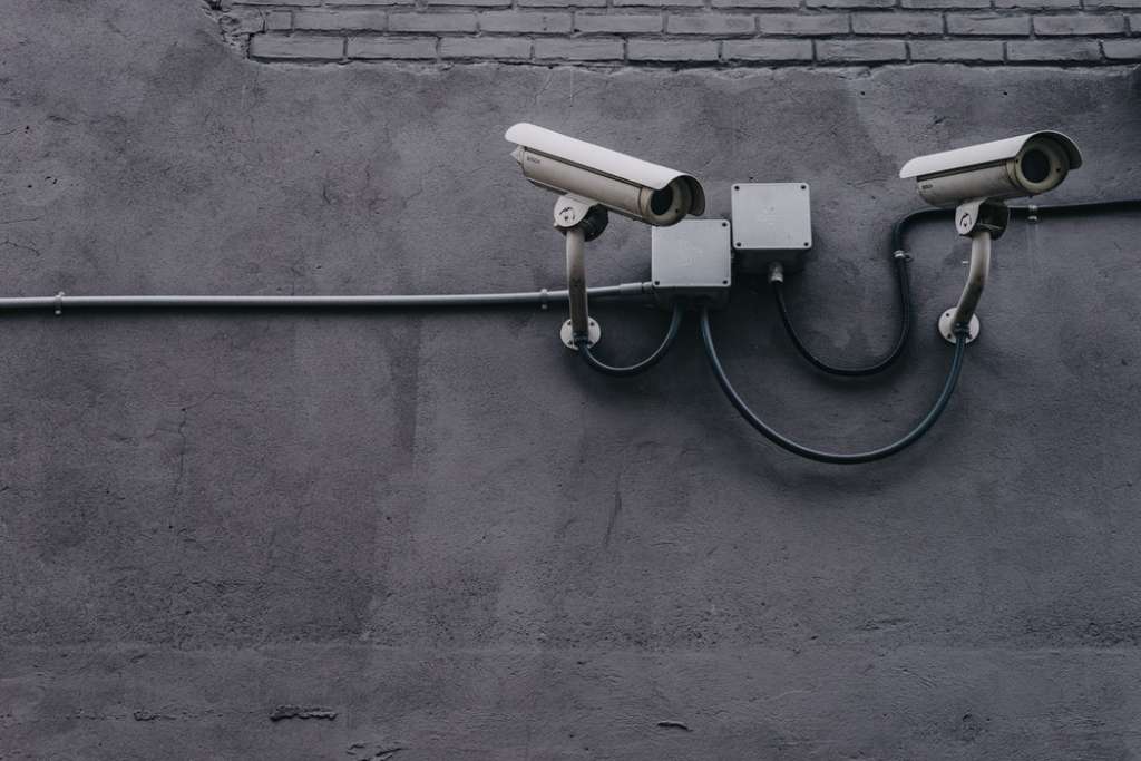 Two security surveillance cameras - Guardian Booth