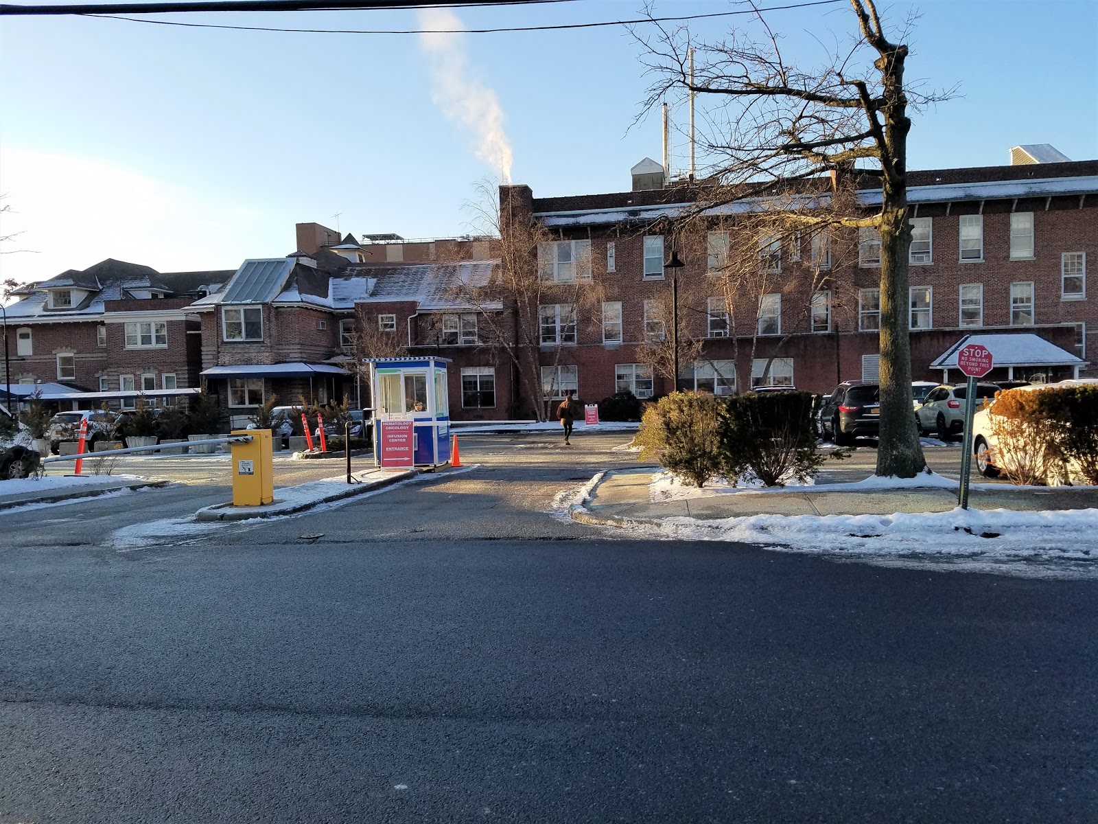 A GuardianBooth security booth at the entrance to a residential neighborhood