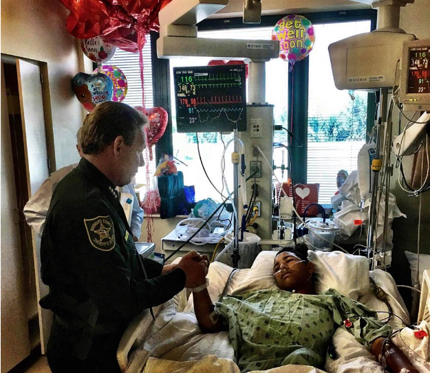 Sheriff visits Parkland school shooting survivor