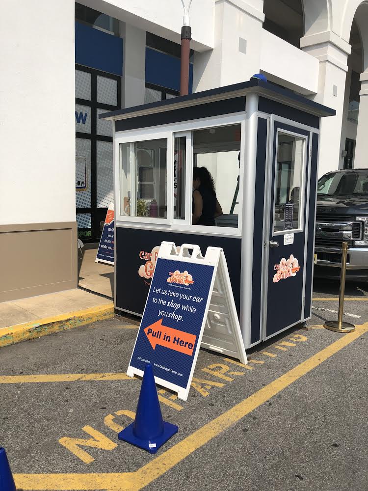 4x6 Parking Booth in Glendale, NY with Custom Graphics, Sliding Windows, and Custom Exterior Color