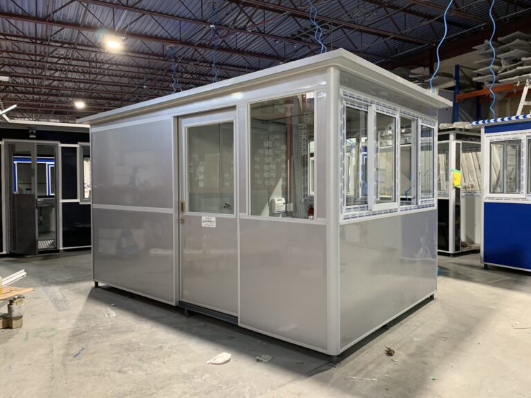 8x12 Security Guard Booth in Talladega, AL with Pitched Roof, Sliding Door, ADA Compliant, and Restroom