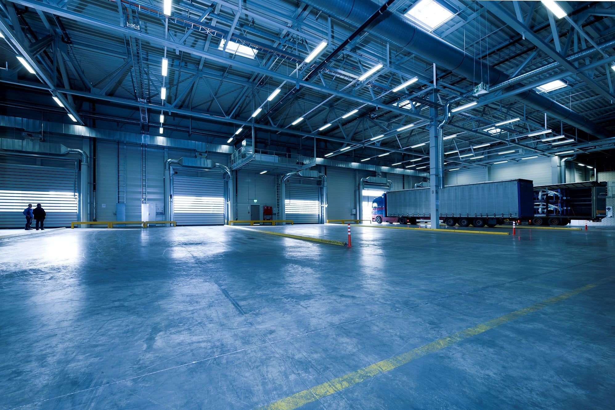 Interior of empty parking lot