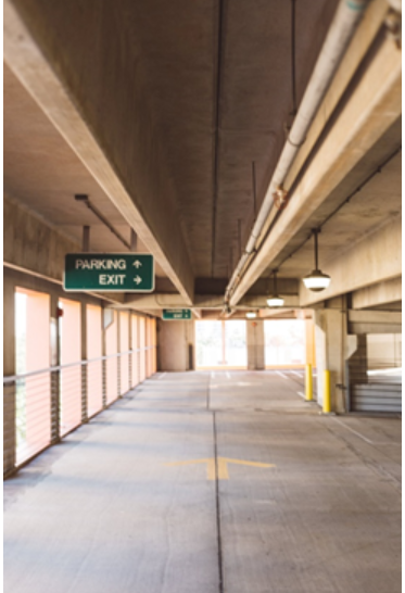 Parking garage with Parking and Exit sign