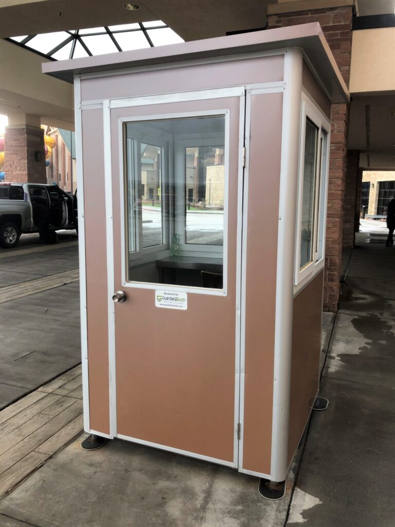 4x4 Parking Booth in Irving, TX with Custom Exterior Color, Swing Door, and Fixed Window