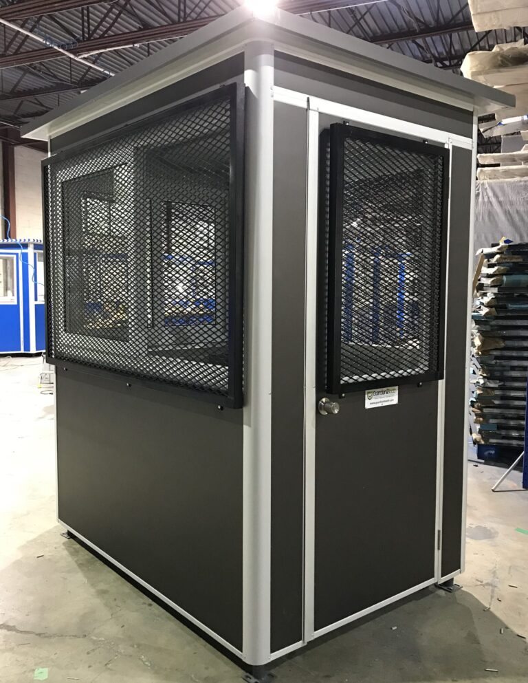 4x6 Airport Security Booth San Diego, CA with Exterior Custom Vinyl Wrap and Customized Window Cage