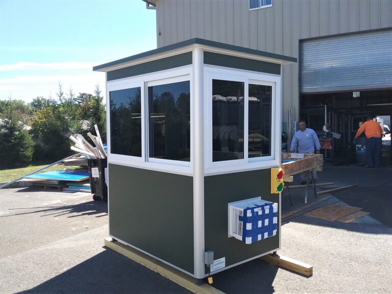 4x6 Entrance Gate Booth in Calverton, NY with Traffic Lights, Tinted Windows, Anchoring Brackets, and Built-in AC