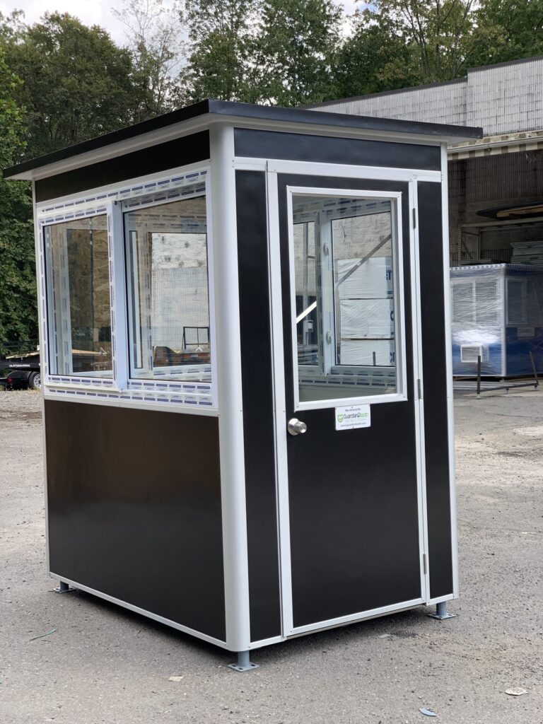 4x6 Parking Attendant Booth in San Carlos, CA with Custom Exterior Vinyl Wrap, and Sliding Glass Windows 1