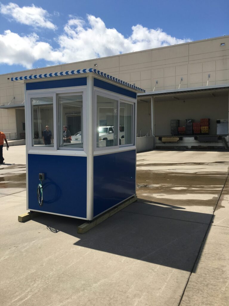 4x6 Security Guard Booth in Orlando, FL with Sliding Windows, Ethernet Port And Phone Line, and Exterior Electrical Disconnect Switch