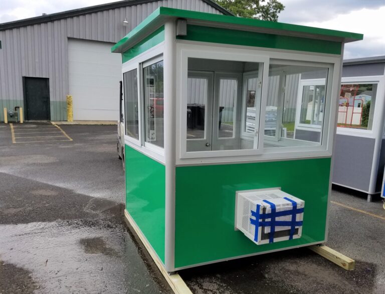 6x6 Parking Booth in Charlotte, NC with Built-in AC, Baseboard Heaters, Sliding Windows, Swing Door, and Anchoring Brackets