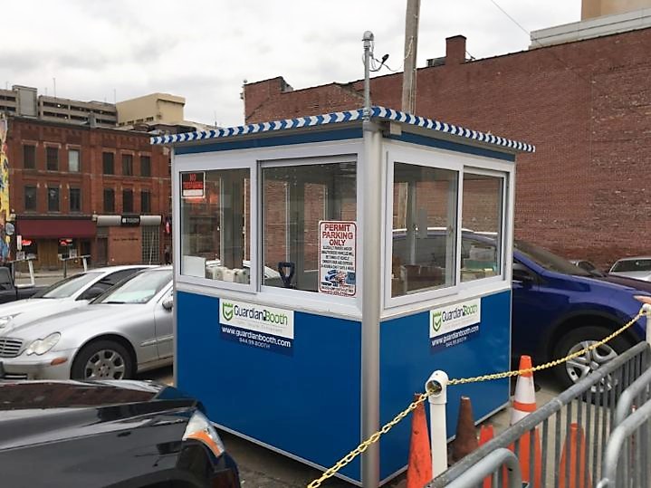 6x6 Parking Booth in New York, NY in Parking Lot with Sliding Windows, Key Hooks, and Ethernet Port And Phone Line, Swing Door