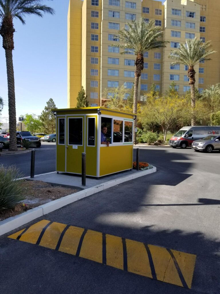 6x8 Entrance Gate Booth Las Vegas, NV with Custom Exterior Vinyl Wrap and Tinted Windows