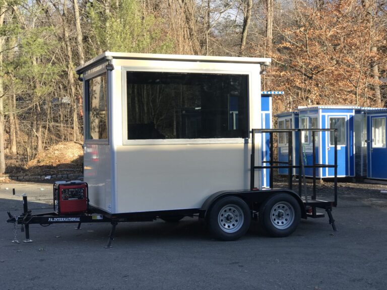 6x8 Portable Trailer Booth in Fort Smith, AR with Generator, Level 3 Bullet Resistant Tinted Glass, Custom Experior Vinyl Wrap