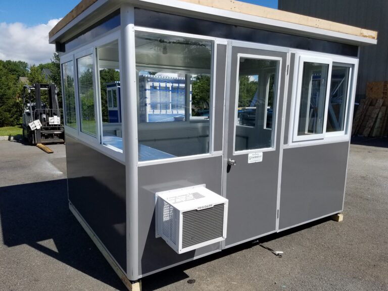 8x10 Airport Security Booth in Charlotte, NC with Built-in AC, Baseboard Heaters, Swing Door, Exterior Color Change