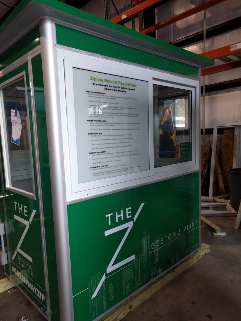 Booth with Add-on Feature Custom Graphics and Sliding Windows