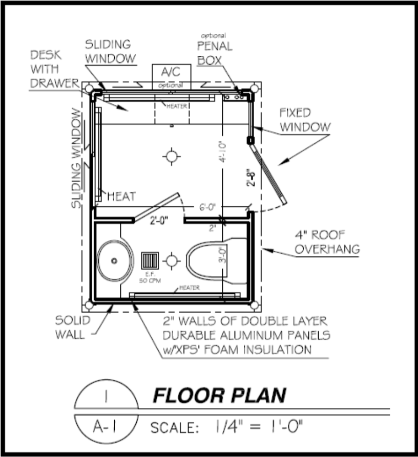 Guard House Layout | Guad Shack with Restroom Design