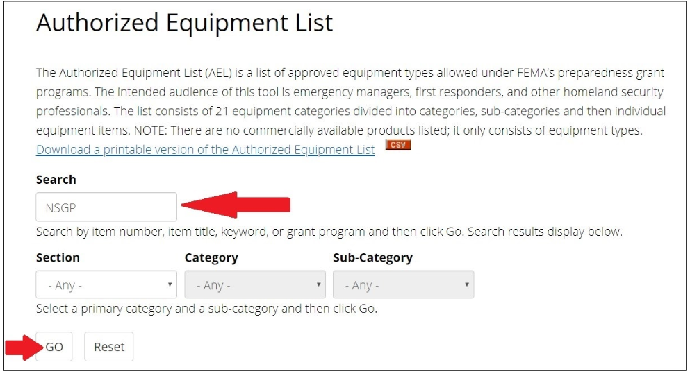 Authorized Equipment List for NSGP’s school and church security grants