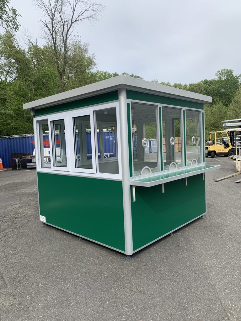 8x8 Ticket Booth in Binghamton, NY with Ticket Transaction Windows, Heating, Air Conditioner and Custom Exterior Color