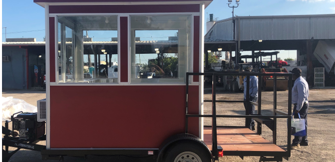 Mobile Portable Office, 6x8 Trailer Booth in Miami, FL with Generator and Stabilizer Jack and Air Conditioner and Custom Color 1