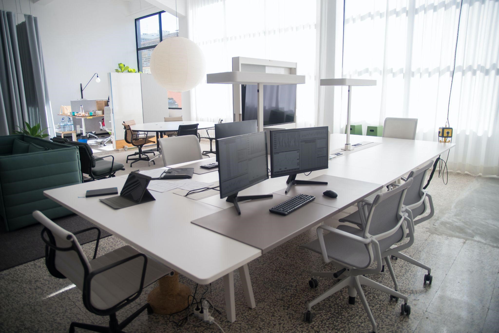 modern flex space with conference room setup