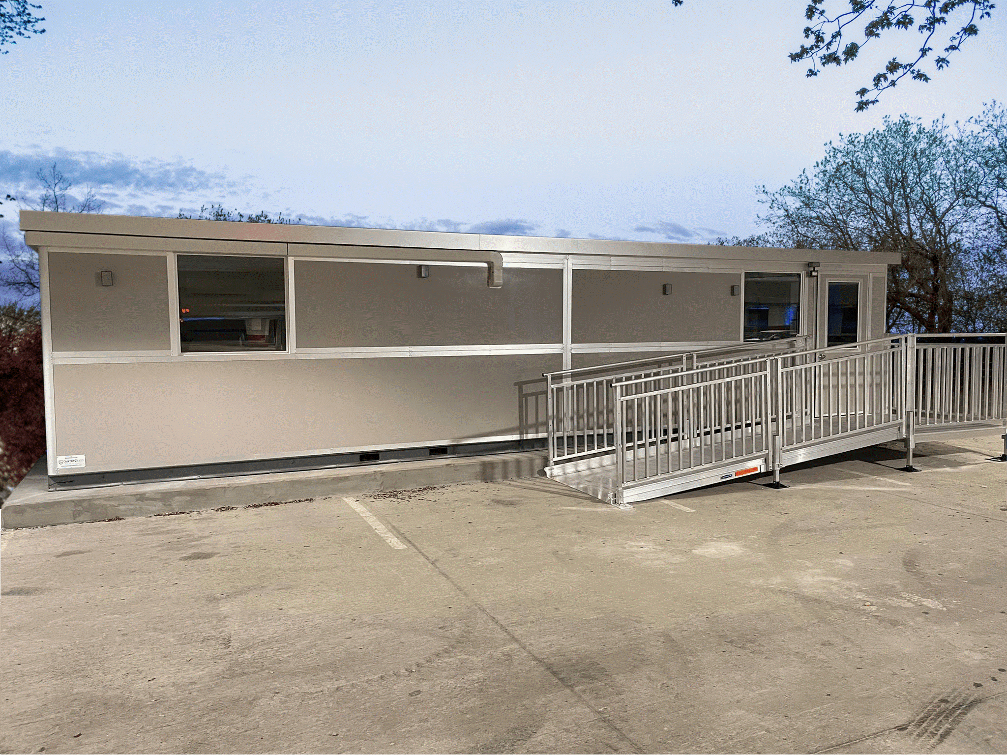 large shelter unit with ramp for handicap access