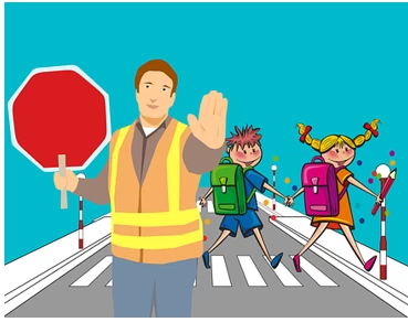 School crossing guard with kids