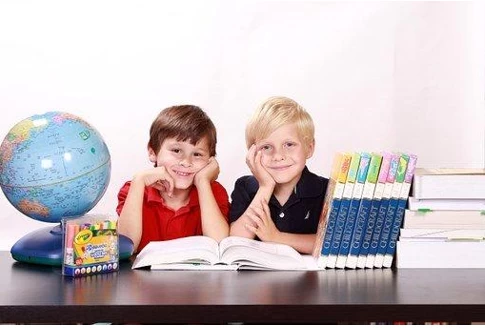 Two boys reading
