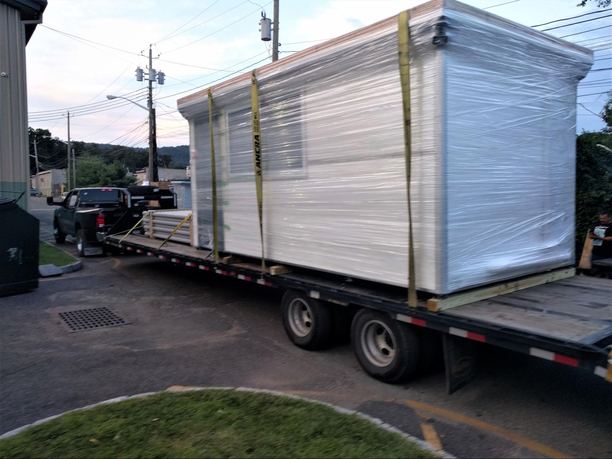 delivery of prefab booth for facility planning