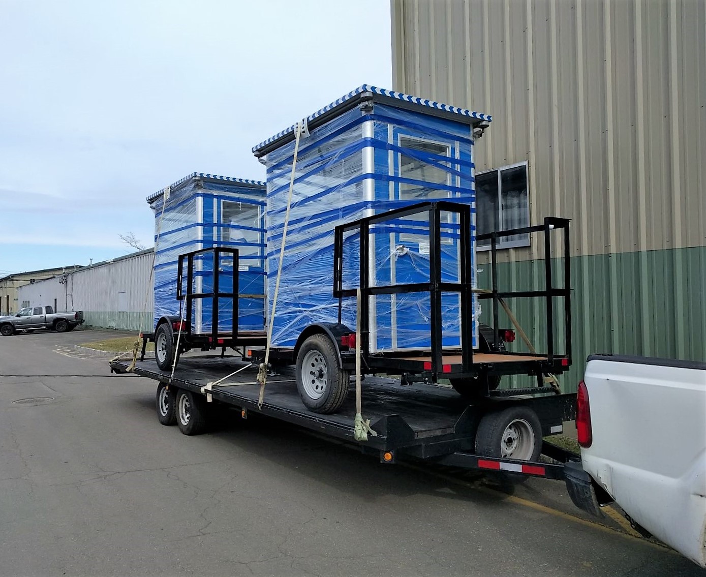 delivery of premanufactured booths for construction