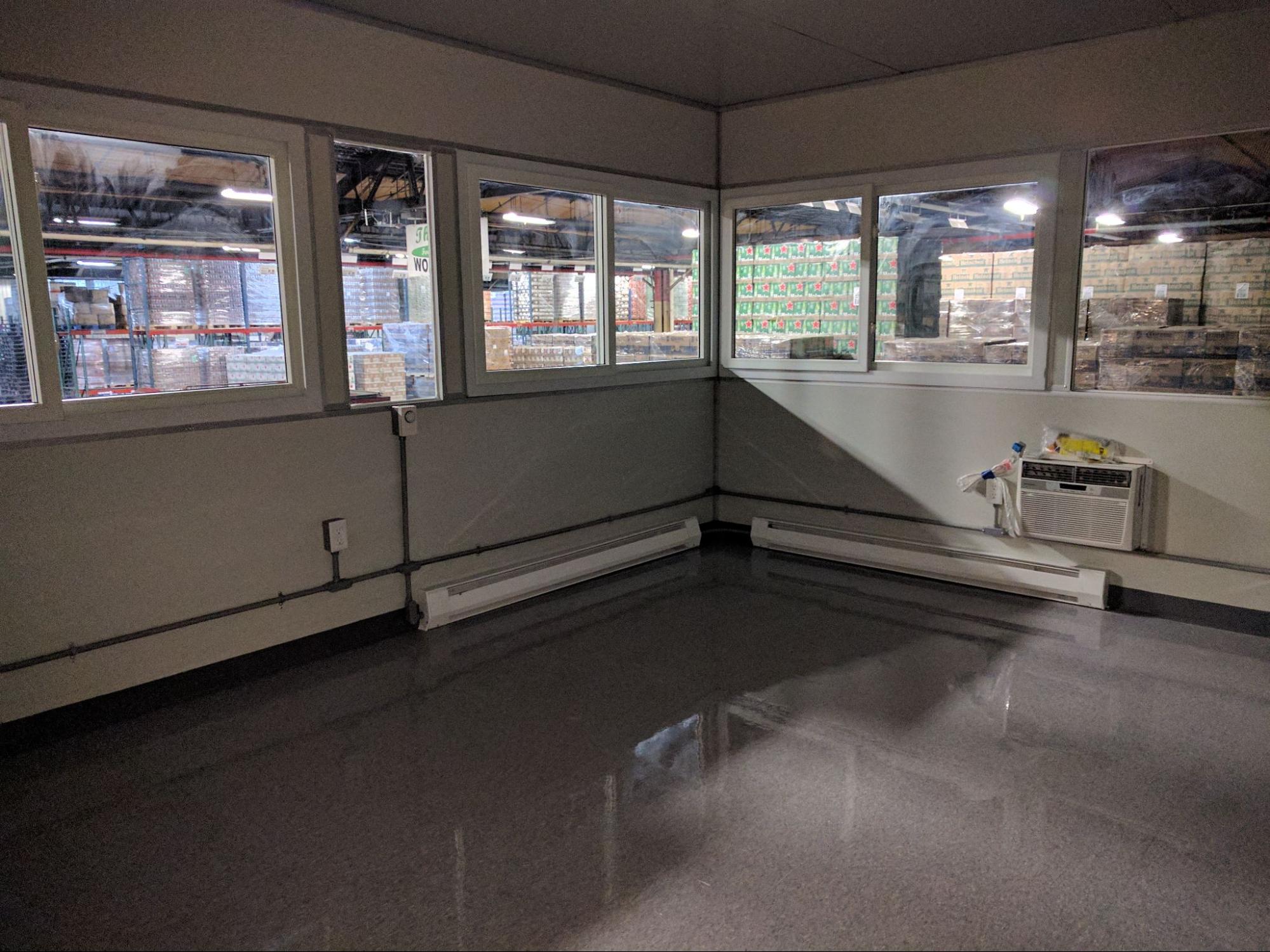 interior view of portable booths in warehouses