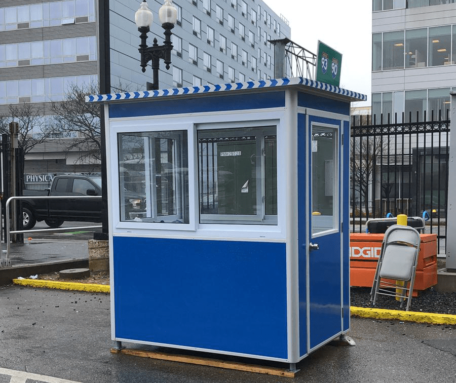 Hospital security booths outside building