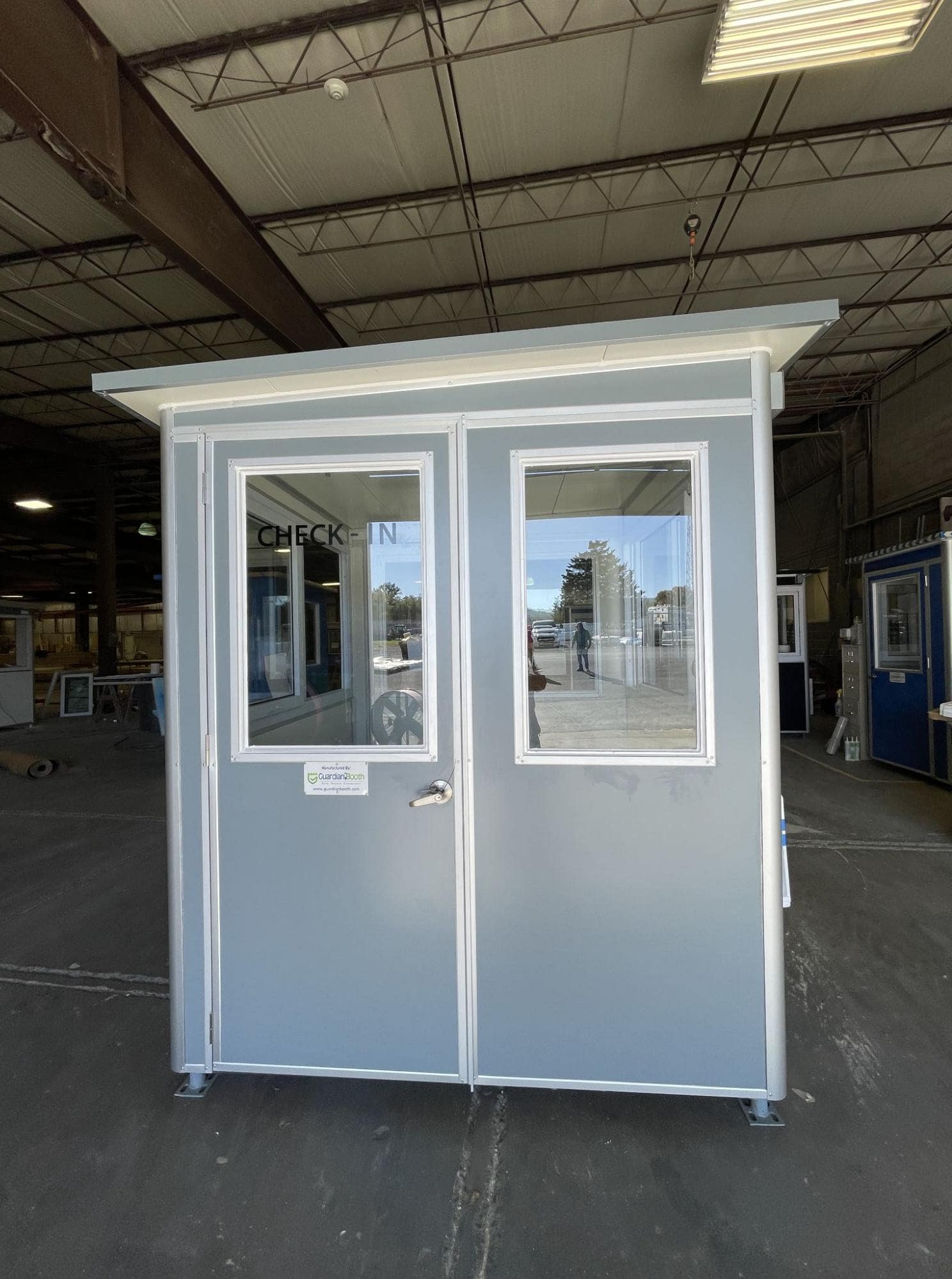 hospital security booth serving as patient check-in area