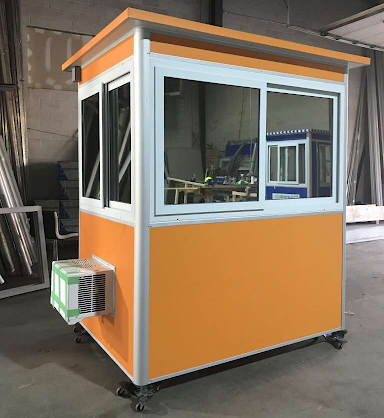 orange real estate booth for customer service